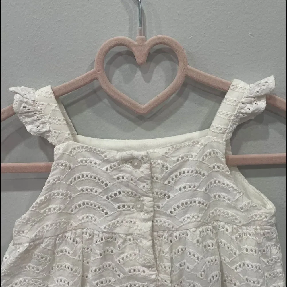 Janie and Jack Eyelet Ruffle White Romper 6-12 Months